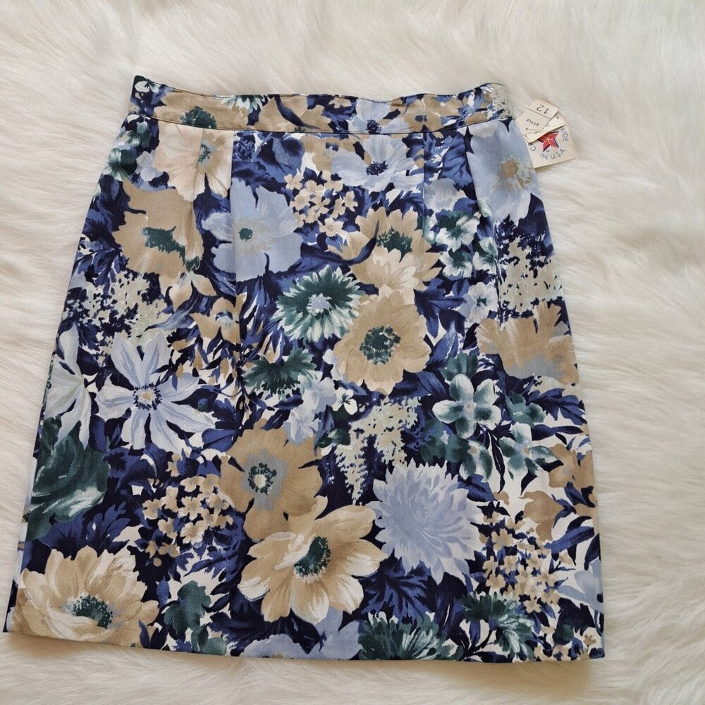 Paris Sport Club Floral Cotton Vintage Denim Skirt Size 12 - Picture 1 of 9